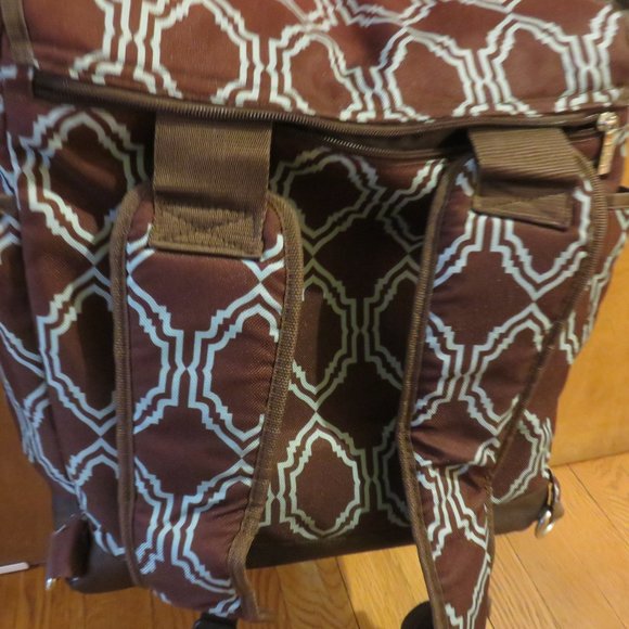 timi & leslie rust/blue graphic print backpack/shoulder baby bag, nwot - Picture 6 of 11